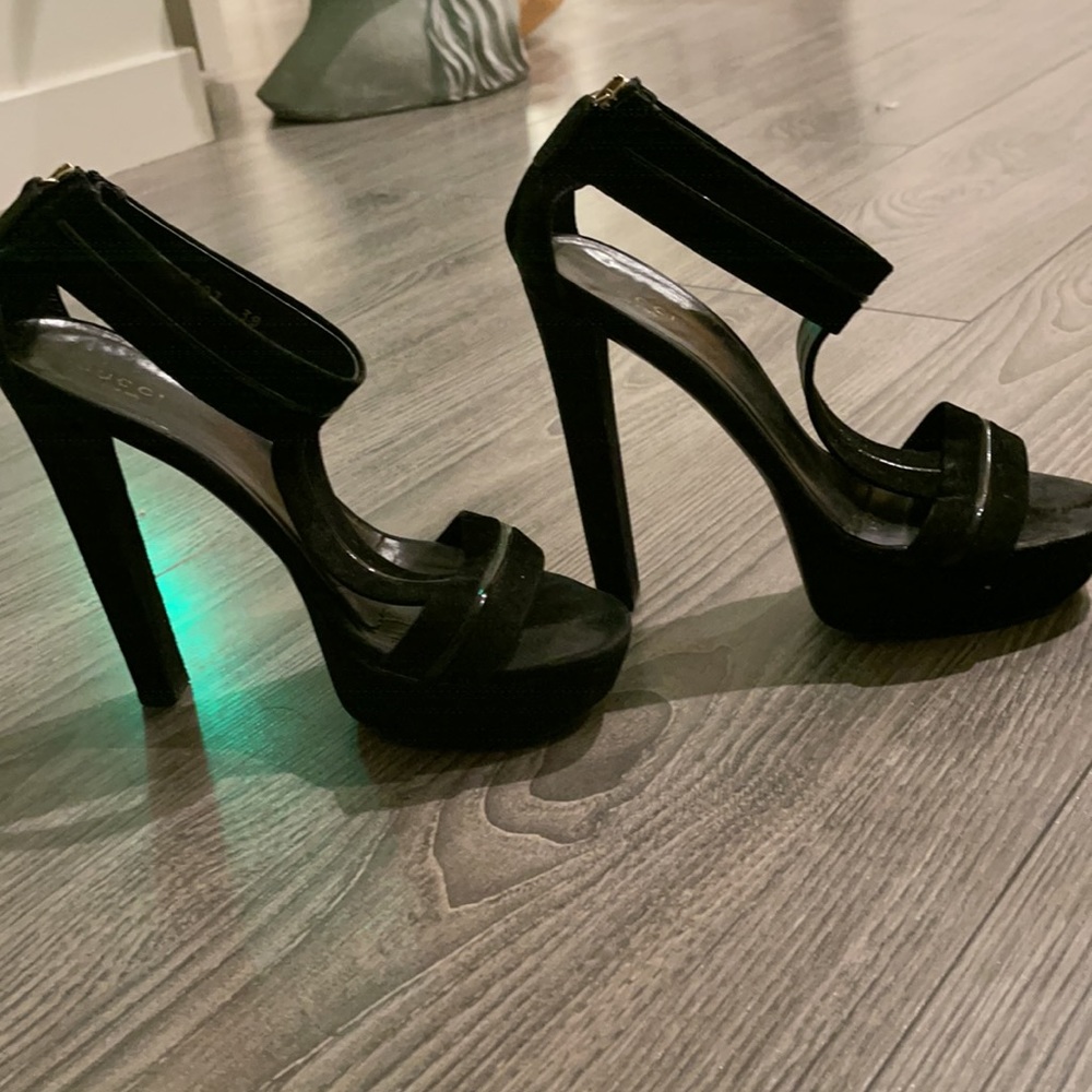 Gucci Black Patent Platform High Heel Sandals